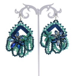 Серьги ручной работы в оплетении цв.голубой