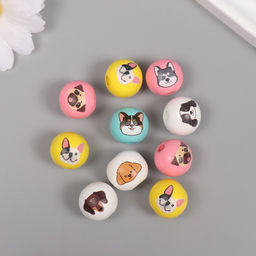 Бусины для творчества дерево «Пёсики», набор 10 шт., 1.6×1.6×1.6 см