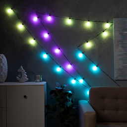 Умная гирлянда Нить 6 м с насадками Шишки матовые, IP20, тёмная нить, 20 LED, свечение RGB, USB - Luazon lighting фото 4