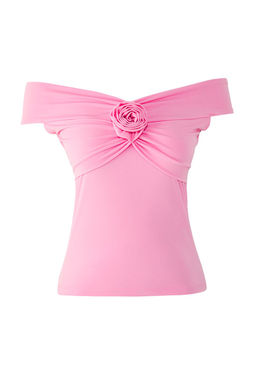 Trendyolmilla Ekru Gul Detayl? Fitted/Vucuda Oturan Esnek Orme Bluz TWOSS25BZ00041 фото 6