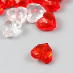 Бусины для творчества пластик Сердца с гранями прозрачные набор 25 гр 0,9х1,6х1,8 см - Арт узор фото 3