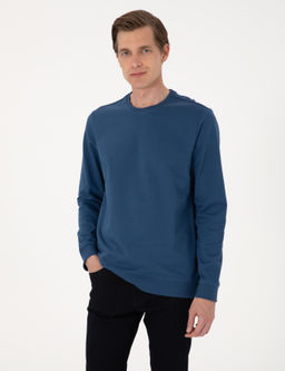 A__k Lacivert 2 _plik Regular Fit Bisiklet Yaka Basic Sweatshirt