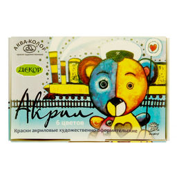 Краска акриловая Аква-колор набор художественно-оформительский 6 цв. х 20 мл К4828