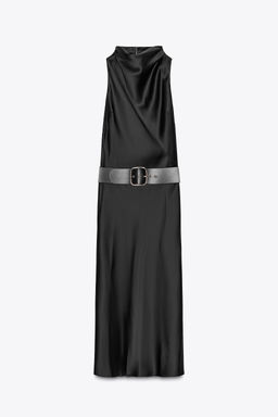 SATIN MIDI DRESS WITH BELT - Zara фото 6