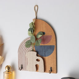 Настенные крючки декоративные Абстракция с цветком, дерево, 1.5?19.5?23.5 см