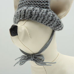 Шапка вязаная для собак, с помпоном, XS-S (объем головы 22 см, высота 7,5 см), микс - Пижон фото 3