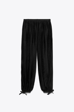 ZW COLLECTION TIE HEM BLOOMER TROUSERS - Zara фото 4