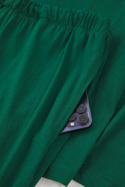 Yesil %100 Pamuk Regular Fit Bask?l? Orme Buyuk Beden Pijama Tak?m? TMNAW24AI00005 - Trendyolmilla фото 2