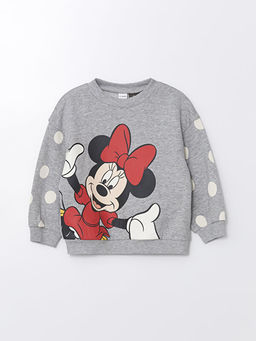 Bisiklet Yaka Minnie Mouse Bask?l? K?z Bebek Sweatshirt