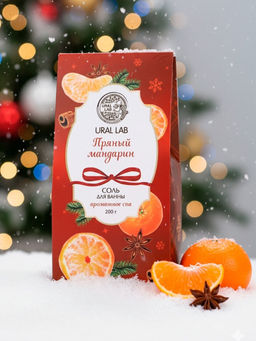 Цена за 2 шт. Соль для ванны, аромат пряный мандарин, 200 г, URAL LAB