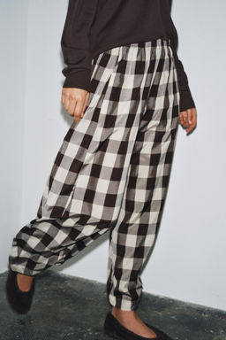 ZW COLLECTION GINGHAM CHECK TROUSERS - Zara фото 6