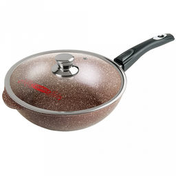 Сотейник с антипригарным покрытием д24см "Шоколад", h8,2см, s0,4см, съемная ручка из термостойкого пластика, стеклянная крышка с пароотводом, подарочная упаковка (Россия)