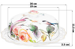 Блинница 26*26*11,5 см "Певчие птички" фарфор NEW BONE CHINA