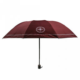 Зонт механический "Роза ветров" ткань эпонж (полиэстер) + черное УФ-покрытие, 10 лучей, д/купола 108см h68см, 3 сложения, 28см в сложенном виде, механизм против ветра, ручка с покрытием "soft-touch", цвет бордовый, 370гр (Китай)