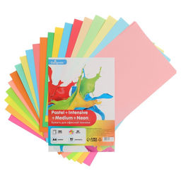 Бумага цветная Calligrata, А4, 100 листов, 20 цветов, пастель, интенсив, неон, умеренный, 80 г/м², МИКС