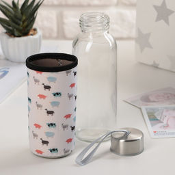 Бутылка для воды «Абстракция», 300 мл, h=17 см, в чехле, стекло, МИКС