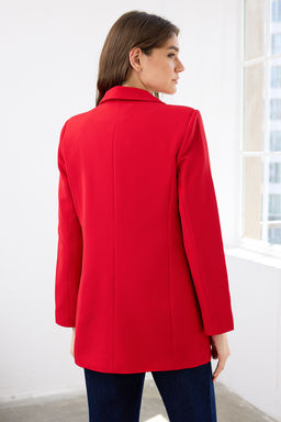 K?rm?z? Regular Astarl? Kruvaze Kapama Dokuma Blazer Ceket TWOSS20CE0059