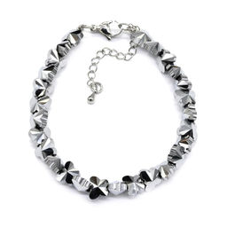 Браслет из циркона форма 6*8мм цв.серебристый, 18см