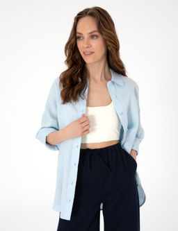 A__k Mavi Oversize Uzun Kollu G_mlek