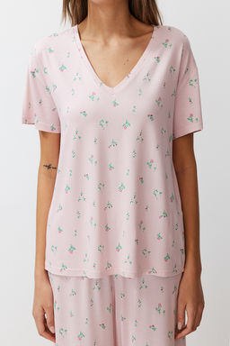 Trendyolmilla Pudra-Cok Renkli Cicekli Orme Pijama Tak?m? THMSS24PT00231 фото 9