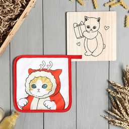 Набор кухонный Котик: подставка 15?15 см, прихватка 17?17 см