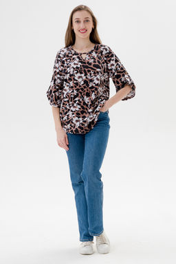Туника женская из кулирки Полина цветок кофе макси - Амадэль фото 2