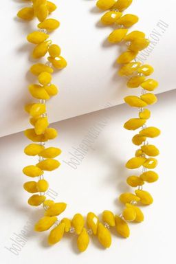 Бусины стеклянные, матовые, на леске "Капля с верхним отверстием" 6*12 мм (SF-671) желтый №509