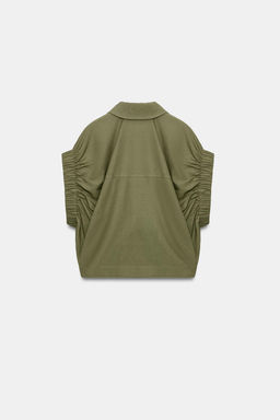 CAMISA MANGA DRAPEADA / Khaki claro - Zara фото 7