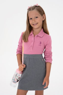 K_z _ocuk Pembe Polo Yaka Basic Sweatshirt Sepette S_rpriz _ndirim