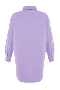 Plaj Giyim Lila Dokuma Maxi Gomlek TBESS22GO0664