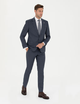 Lacivert Slim Fit Tak_m Elbise