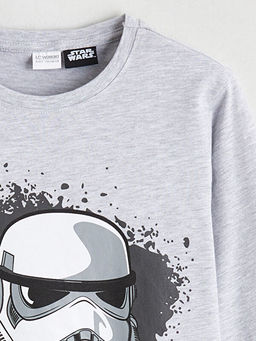 Bisiklet Yaka Star Wars Bask?l? Erkek ?ocuk Pijama Tak?m?