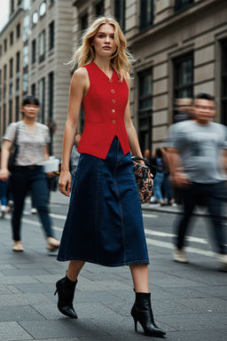 K?rm?z? Fitted Yuvarlak Yaka Dokuma Yelek TWOAW25YE00074