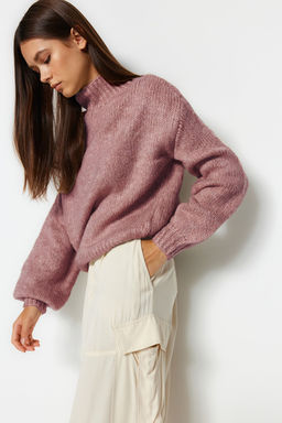 Mor Yumusak Dokulu Kal?n Bisiklet Yaka Triko Kazak TWOAW24KZ00290 - Trendyolmilla фото 19