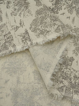 Хлопколен Туаль де Жуи - прованс цв.кофейный (на суровом), ш.1.4м, лен-15%, хл-85%, 125гр/м.кв - Купава фото 7