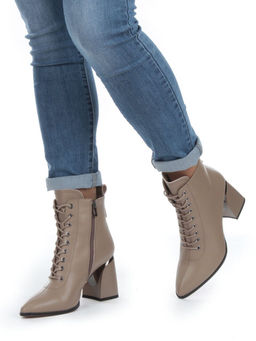 01-PCS125-3 DK. BEIGE Ботинки демисезонные женские (натуральная кожа, байка) - No name фото 4