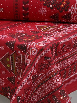 Рогожка Сказочный домик цв.красная малина, ш.1.5м, хлопок-100%, 160гр/м.кв