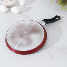 Сковорода блинная Доляна Promo, d=22 см, пластиковая ручка, антипригарное покрытие, алюминий, бордовая фото 9