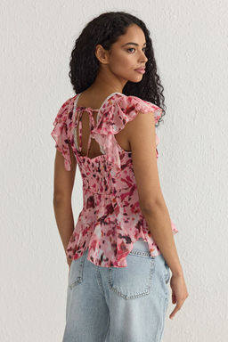 Trendyolmilla Cok Renkli Yoryo Sifon Cicekli Dokuma Dokuma Bluz TWOSS25BZ00107  фото 13