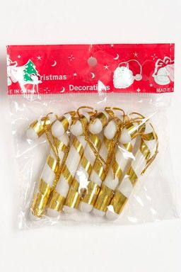 Новогодние украшения 6,5 см (6 шт) Леденец (SF-1692) золото - Больше подарков фото 2