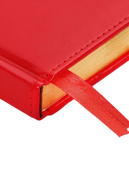 Ежедневник НЕдатированный А5, 136 листов в линейку, кожзам Небраска, золотой срез, красный - Calligrata фото 4