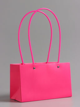 Цена за 10 шт. Сумка переноска для цветов, влагостойкая, фуксия, 22×10.5×13.5 см