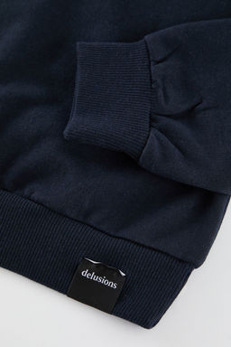 TRENDYOL MAN Lacivert Oversize/Genis Kesim Dik Yaka Fermuarl? Etiketli Ici Polarl? Sweatshirt TMNAW25SW00168 - Trendyolmilla фото 8