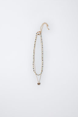 PACK OF TWO NECKLACES WITH BUTTERFLY BEADS