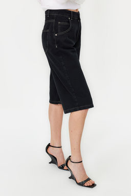Siyah Yuksek Bel Denim Bermuda TWOSS24SR00023 - Trendyolmilla фото 5