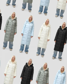 Пальто утепленное стеганное зимнее с капюшоном женское голубого цвета 9610Gl - Mtforce фото 17