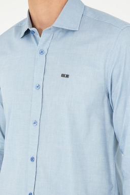 Мужская темно-синяя базовая рубашка с длинным рукавом - U.s. polo assn фото 7