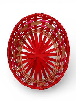 Корзина плетёная для хранения «Сердечки», 25×20×10 см, бамбуковая, красная, Greengo