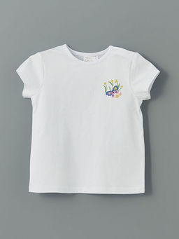 Bisiklet Yaka Bask?l? K?z Bebek Ti??rt ve ?ort 2li