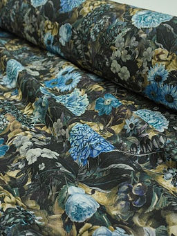 Плательный хлопок (Digital) Эфина - синие цветы, ш.1.5м, хлопок-100%, 170гр/м.кв